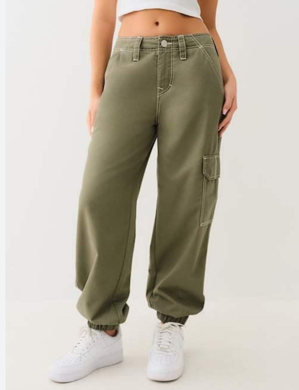 NWOT True Religion size 29 olive green Bobbi Baggy cargo pants joggers